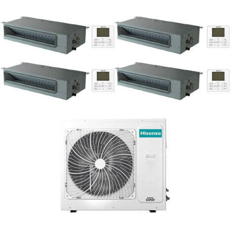 Climatizzatore Condizionatore Hisense Canalizzabile R32 Quadri Split Inverter 9000 + 9000 + 9000 + 9000 BTU con U.E. 4AMW81U4RJC Classe A++/A+