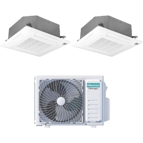 Climatizzatore Condizionatore Hisense Dual Split Inverter a Cassetta 9+12 con 2AMW42U4RGC R-32 Wi-Fi Optional 9000+12000 con Telecomando e Pannello Incluso