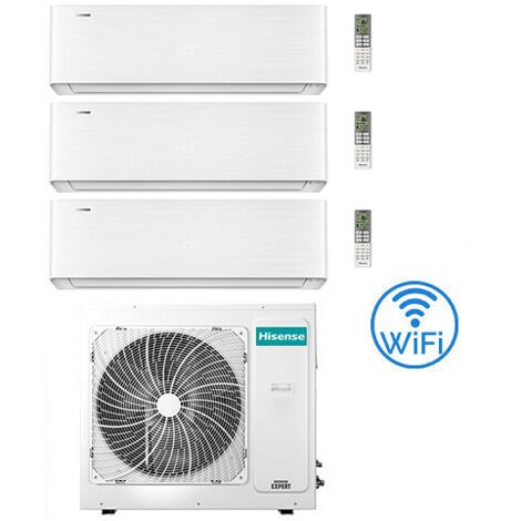 Climatizzatore Condizionatore Hisense Energy Pro X Wifi R32 Trial Split Inverter 9000 + 9000 + 12000 BTU con U.E. 3AMW62U4RJC Classe A++/A+