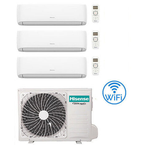 Climatizzatore Condizionatore Hisense Hi Comfort Wifi R32 Trial Split Inverter 9000 + 9000 + 12000 BTU con U.E. 3AMW52U4RJC Classe A++/A+