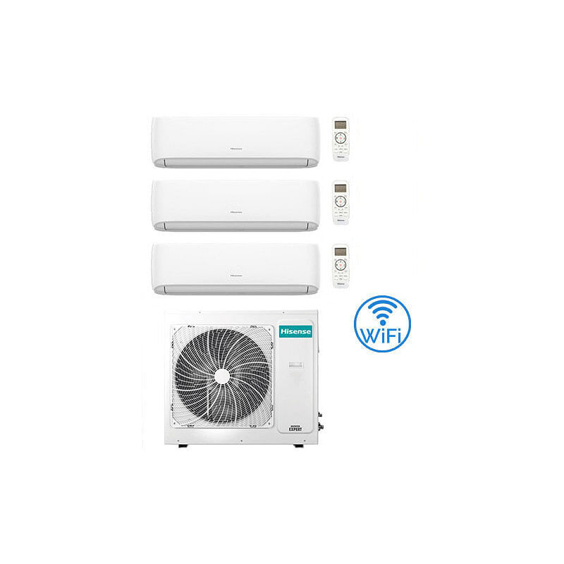 Image of Climatizzatore Condizionatore Hisense Hi Comfort Wifi R32 Trial Split Inverter 9000 + 9000 + 12000 btu con u.e. 3AMW62U4RJC Classe a++/a+ cod013