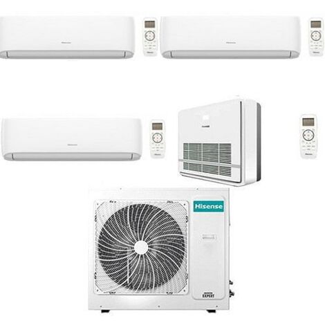 Climatizzatore Condizionatore Hisense Split + Console Serie Turbo R32 Quadri Split Inverter 7000 + 7000 + 9000 + 12000 BTU con U.E. 4AMW81U4RJC NOVITÁ Classe A++/A+