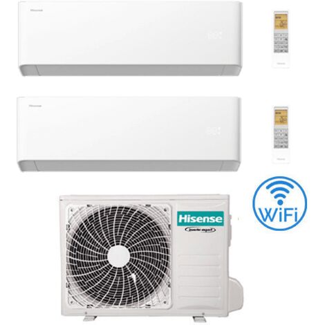 Climatizzatore Condizionatore Hisense Uni HB Wifi R32 Dual Split Inverter 9000 + 12000 BTU con U.E. 2AMW52U4RXC Classe A++/A+