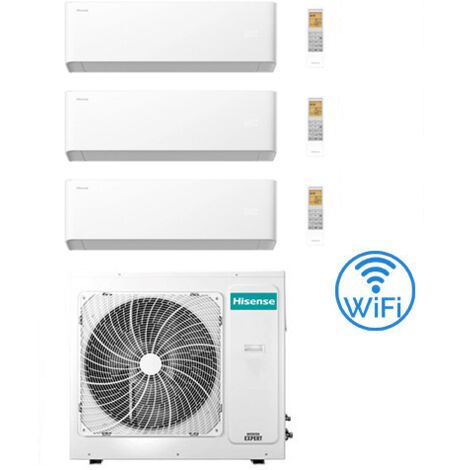 Climatizzatore Condizionatore Hisense Uni HB Wifi R32 Trial Split Inverter 9000 + 9000 + 12000 BTU con U.E. 3AMW62U4RJC Classe A++/A+