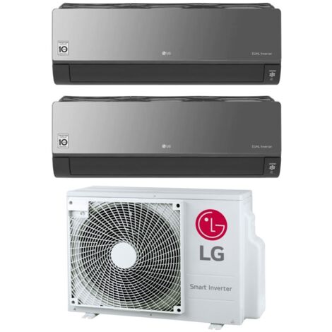 climatizzatore condizionatore lg dual split inverter serie artcool mirror specchio 12+12 con mu2r17 ul0 r-32 12000+12000 wi-fi integrato