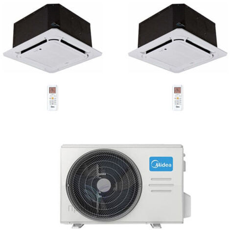 Climatizzatore Condizionatore Midea Cassetta 4 vie Compatta R32 Dual Split Inverter 12000 + 18000 BTU con U.E. M3OA-27HFN8-Q Classe A++/A+