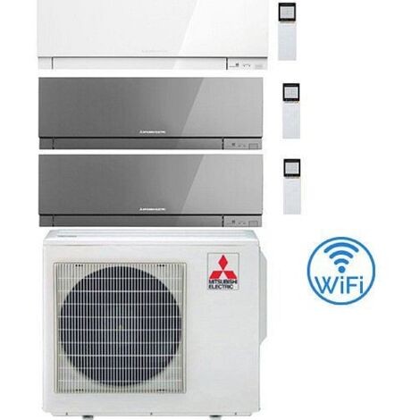 Climatizzatore Condizionatore Mitsubishi Kirigamine Zen Wifi Argento + Bianco Perla Trial Split Inverter 7000 + 7000 + 7000 BTU con U.E. MXZ-3F54VF classe A+++ /A++ NOVITÁ