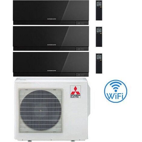 Climatizzatore Condizionatore Mitsubishi Kirigamine Zen Wifi Nero Trial Split Inverter 7000 + 7000 + 9000 BTU con U.E. MXZ-3F54VF classe A+++ /A++ NOVITÁ