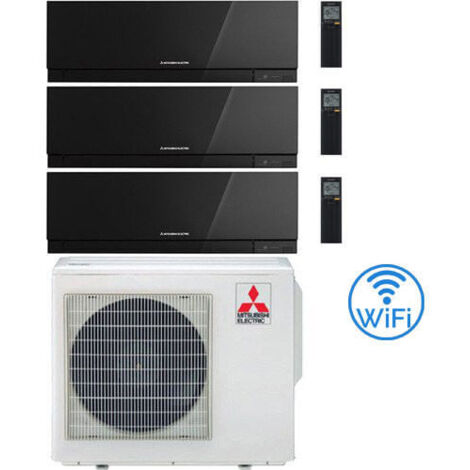 Climatizzatore Condizionatore Mitsubishi Kirigamine Zen Wifi Nero Trial Split Inverter 9000 + 9000 + 12000 BTU con U.E. MXZ-3F54VF classe A+++ /A++ NOVITÁ