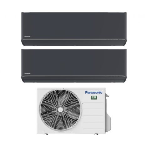 Climatizzatore Condizionatore Panasonic Dual Split Inverter Serie Etherea Dark 7+9 con CU-2Z50TBE R-32 Wi-Fi Integrato Colore Grigio Grafite 7000+9000