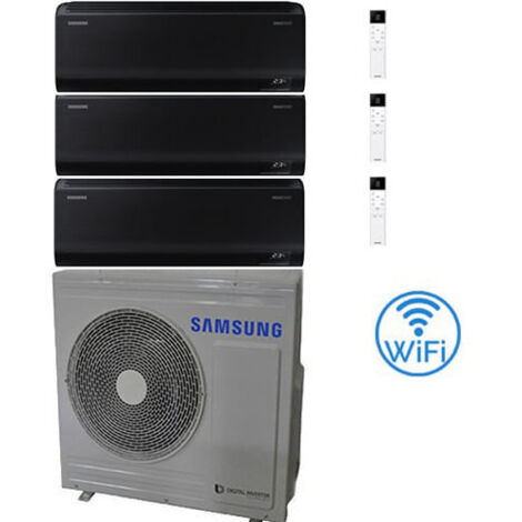 Climatizzatore Condizionatore Samsung Windfree BLACK R32 Wifi Trial Split Inverter 12000 + 12000 + 12000 BTU con U.E. AJ068TXJ3KG/EU NOVITÁ 2025 Classe A++/A+