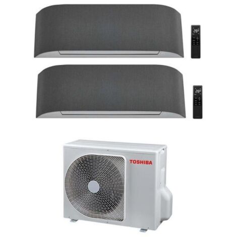 Climatizzatore Condizionatore Toshiba Dual Split Inverter serie HAORI 10000+13000 (9000+12000) con RAS-2M14U2AVG-E Wi-Fi Integrato Grigio Chiaro/Grigio Scuro 10+13 (9+12) - NOVITA' Grigio Scuro Grigio