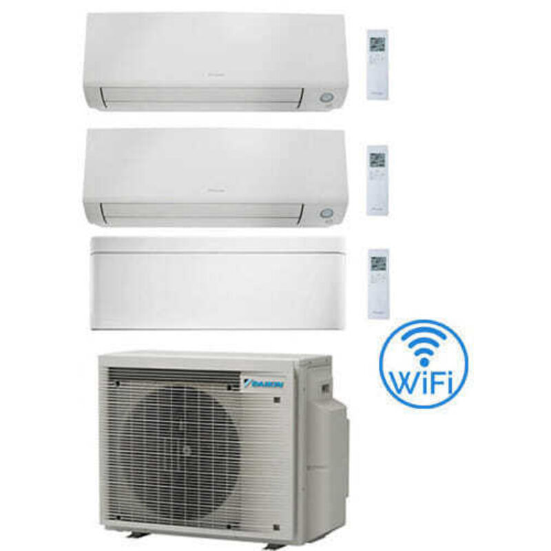 Climatizzatore GARANZIA ITALIA Daikin Perfera All Seasons + Stylish Bianco Wifi Trial Split Inverter 7000 + 7000 + 12000 BTU con U.E. 3MXM52A9 Classe