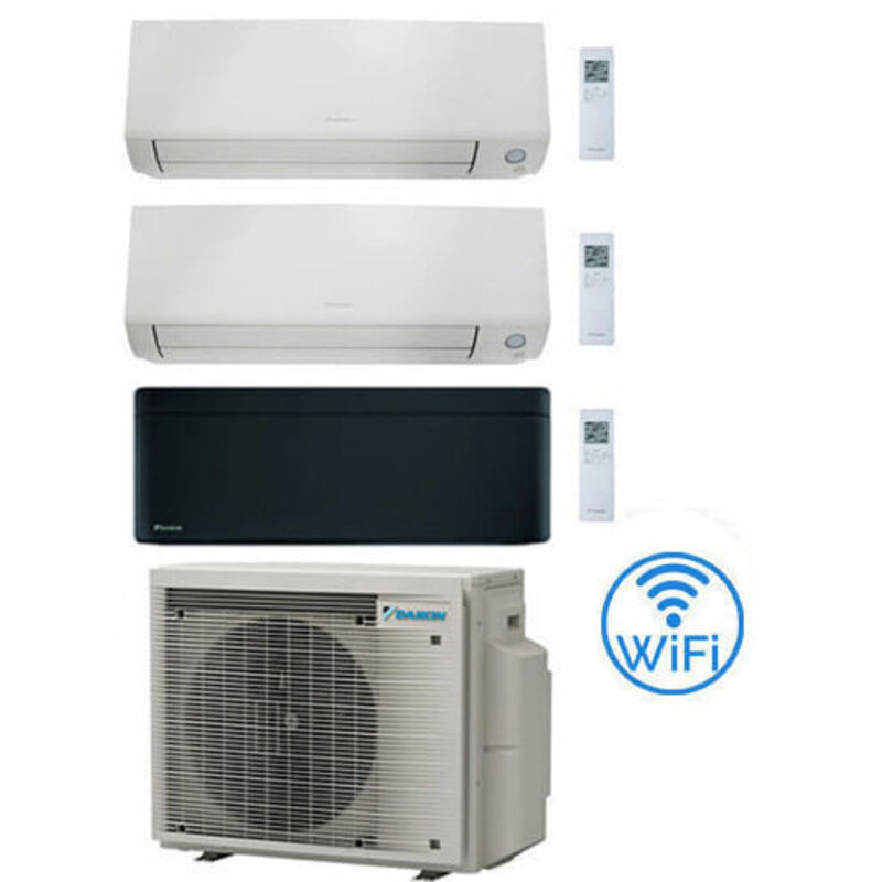 Daikin - Climatizzatore garanzia italia Perfera All Seasons + Stylish Black Wifi Trial Split Inverter 7000 + 9000 + 12000 btu con u.e. 3MXM52A9