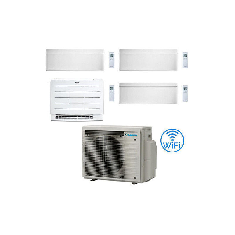 Daikin - Climatizzatore garanzia italia Stylish Bianco + Console WiFi Quadri Split Inverter 9000 + 9000 + 12000 + 12000 btu con u.e. 4MXM80A9 Classe