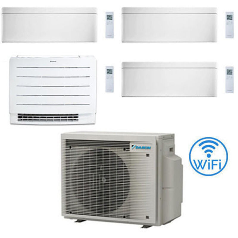 Daikin - Climatizzatore garanzia italia Stylish Bianco + Console WiFi Quadri Split Inverter 9000 + 9000 + 9000 + 12000 btu con u.e. 4MXM80A9 Classe