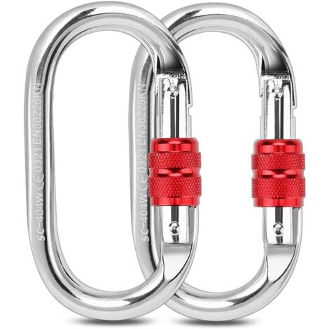 Climbing Carabiners, 2Pcs Safety Carabiners 25KN O-Shape Locking Carabiner for Climbing, Rappelling, Hammocks, Dog Leash, Bottle