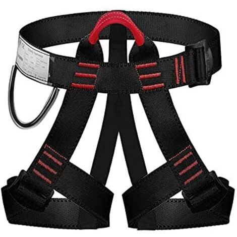 TINOR Climbing Harness, Climbing Harness, Guide Harness, Safety Belts for High Level Mountaineering Rescue Caving Climbing Rappelling Half-Body Equipment (Black)