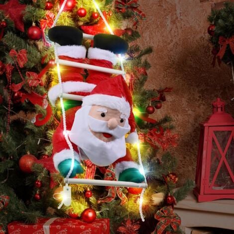 Climbing Santa Claus, 34" Christmas Santa Claus Hanging Decorations with LED Light, Christmas Ornaments Santa Claus Plush Doll Gift for Christmas Decor Christmas Decorations