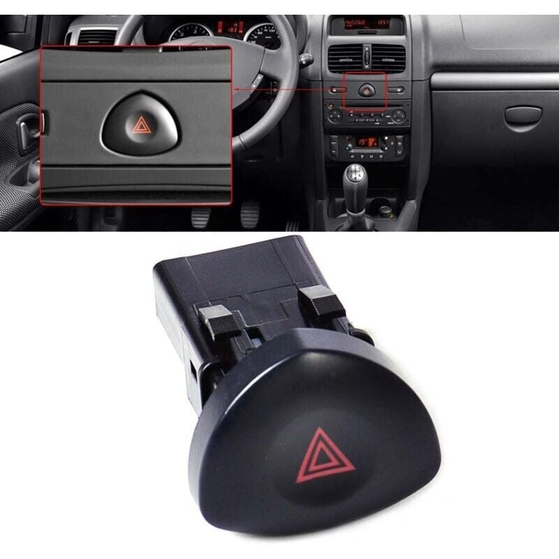 Image of Clio 2 Warnknopf Warnblinkschalter für Clio mk 2 Schwarz 8200442723 Ymyny
