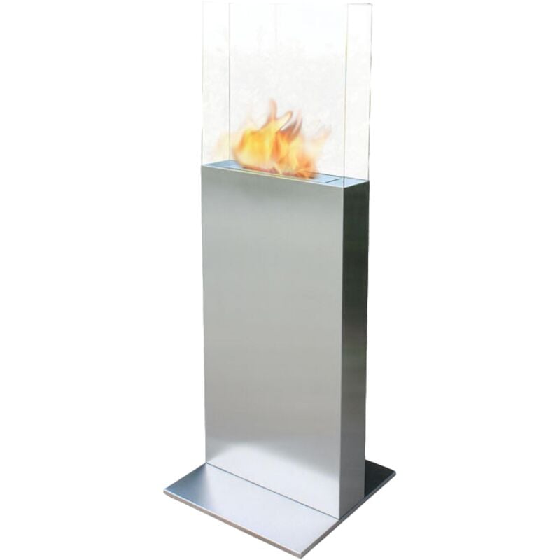 Cheminée à l'éthanol au sol en acier noir et flamme réglable