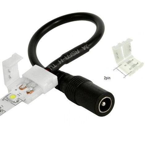 Clip 8mm Connector 2 Pin For Strip Led 12v With Jack Femmina 2.5mm