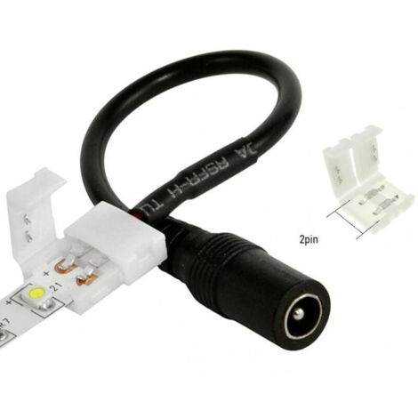 Clip 8mm Connector 2 Pin For Strip Led 12v With Jack Femmina 2.5mm