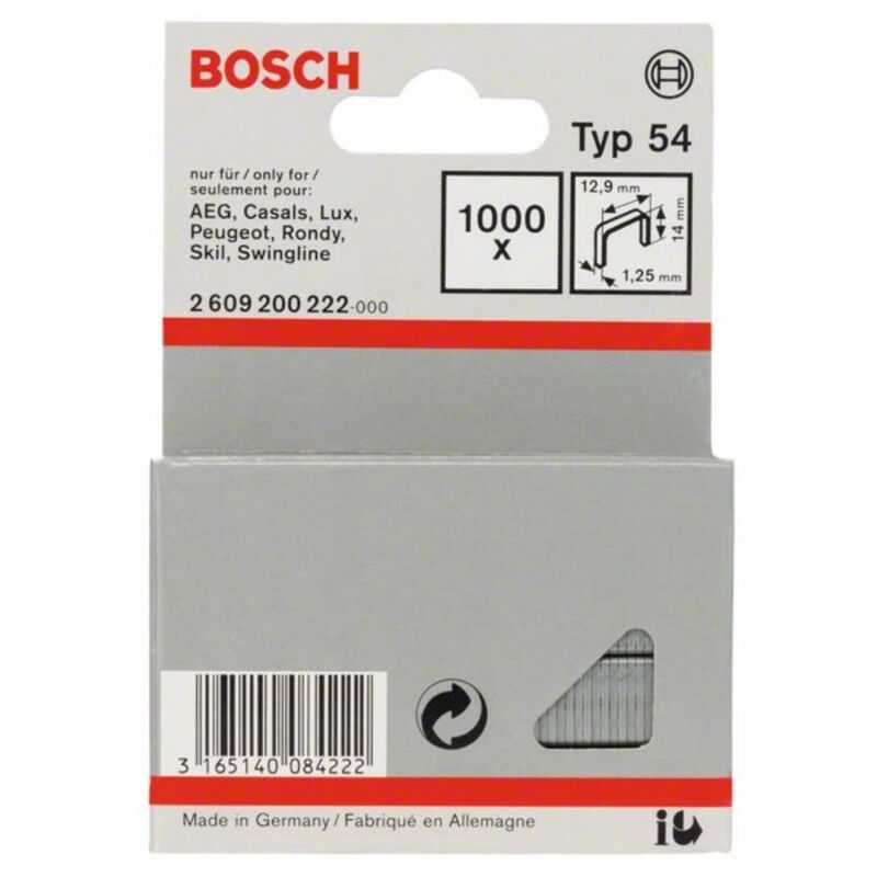 2609200222 - Grapa tipo 54: 12,9x 1,25x14mm: 1.000 uds - Bosch