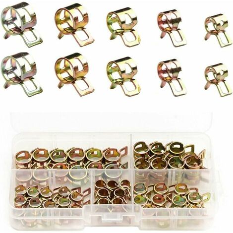 Clip à Ressort Tuyau Serre-Joints 75 Pièces Collier Durite Essence 6-10mm Kit Set Collier Durite Collier Serrage Clip à Ressort Tuyau Serrage Pour Fixer Tuyaux Souples et Durites——,