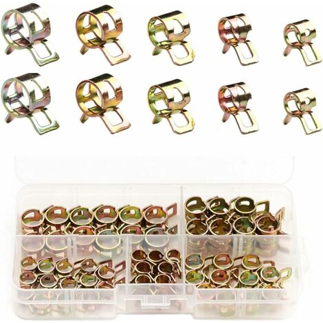 Clip à Ressort Tuyau Serre-Joints 75 Pièces Collier Durite Essence 6-10mm Kit Set Collier Durite Collier Serrage Clip à Ressort Tuyau Serrage Pour Fixer Tuyaux Souples et Durites,VEBTles