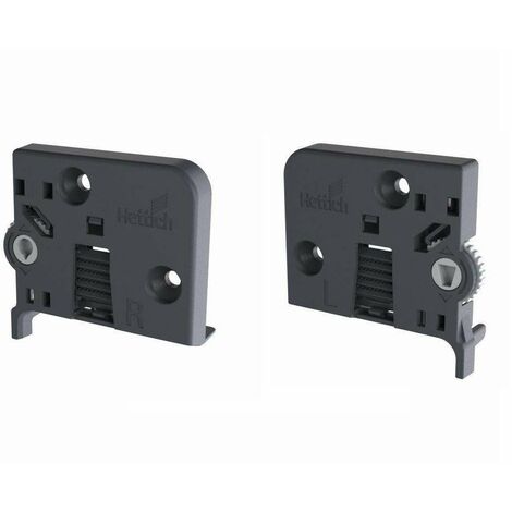 Clip coulisse quadro 4D V6 gauche + droit hettich plastique gris ajustement régulateur inclinaison tiroir bois cuisine meuble réglage bille