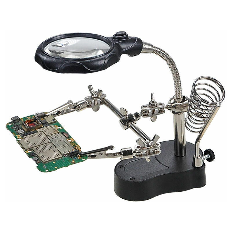 Ahlsen - Clip d'aide à la réparation avec loupe lumineuse téléphone portable carte mère équipement numérique outil de réparation table-1pc - black