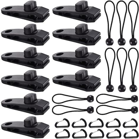 Clip de Bâche Tente, 30 Pièces Pince Bâche, Clips de Tente, Clips de Bâche Résistants, Tarp Clip Auvents, Clips de Tente de Bouche de Crocodile pour Tentes, BâChes, Auvents, Caravanes (30pcs)