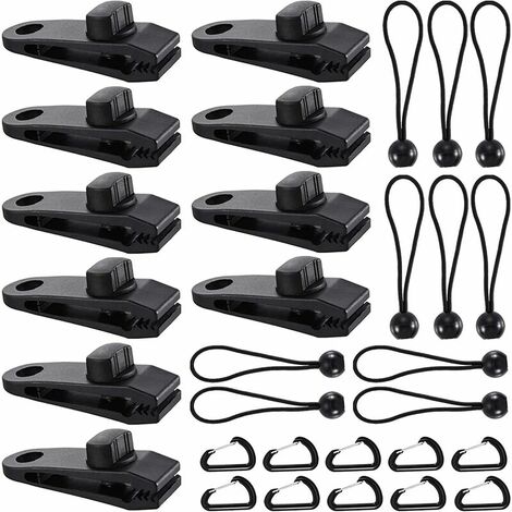 Clip de Bâche Tente, 30 Pièces Pince Bâche, Clips de Tente, Clips de Bâche Résistants, Tarp Clip Auvents, Clips de Tente de Bouche de Crocodile pour Tentes, BâChes, Auvents, Caravanes (30pcs)，HANBING