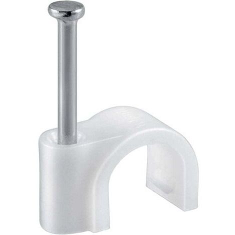 Clip de câble rond de 100 pièces avec clou en acier, taille : 4 mm, attache de câble, pour la gestion des câbles à fibre optique, fil et attaches de câble pour la maison ou le bureau, blanc