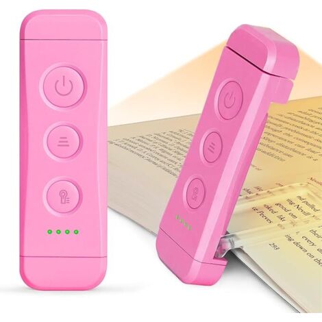 Clip de luz de lectura, luz de lectura de libros amigable con los ojos, brillo ajustable en 3 colores, luz de libro recargable, muy adecuada para fanáticos del libro y luces de lectura de niños [nivel