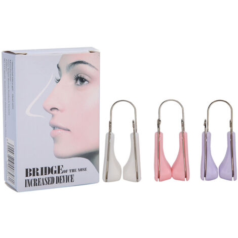 Clip de Modelage de Nez en Silicone, Redresseur de Pont Nasal Portable (Rose, Violet, Blanc)