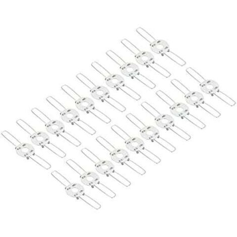 Clip de resorte para pantalla de lámpara KZQ de 100 mm, paquete de 20, clip de resorte de fijación de metal, adaptador de pantalla de 2 horquillas para lámparas colgantes y linternas, plateado