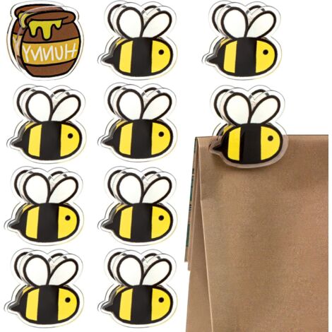 Clip de scellage à scellage pour pain en forme de sac alimentaire pour abeilles, chips, snacks et organisation de sachets de pommes de terre,accessoires de rangement amusants pour cuisine (10 pièces)
