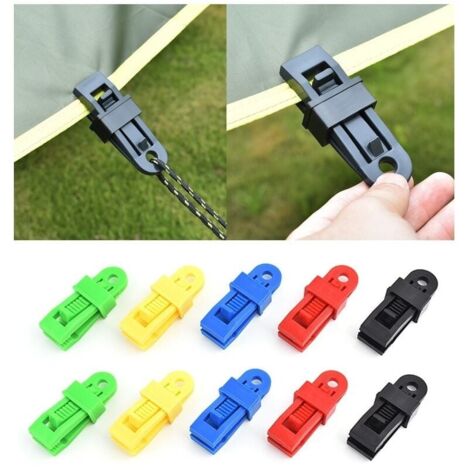 Clip de Tente Multifonctionnel Pinces de Tente en Plastique Clip de Bâche pour l'extérieur Camping Activités et Randonnée 12 Pièces (Multicolore)-LIAIKI