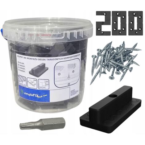Clip di montaggio per decking composito WPC 200 pezzi H 7mm + viti + bit