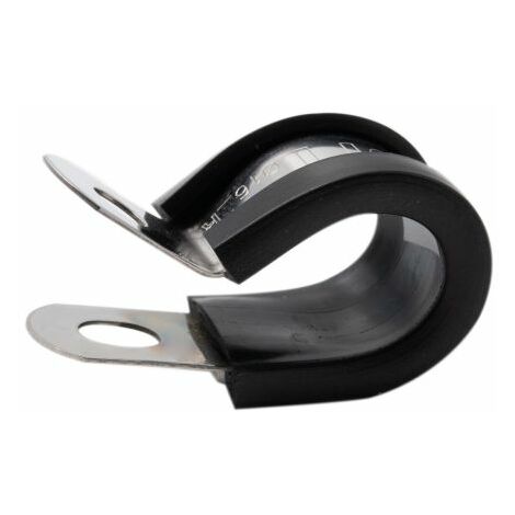 Clip en P, Acier doux, Revêtement en Caoutchouc EPDM, Zinc Noir, Diamètre intérieur 35mm ( Prix pour Sachet de 20 )