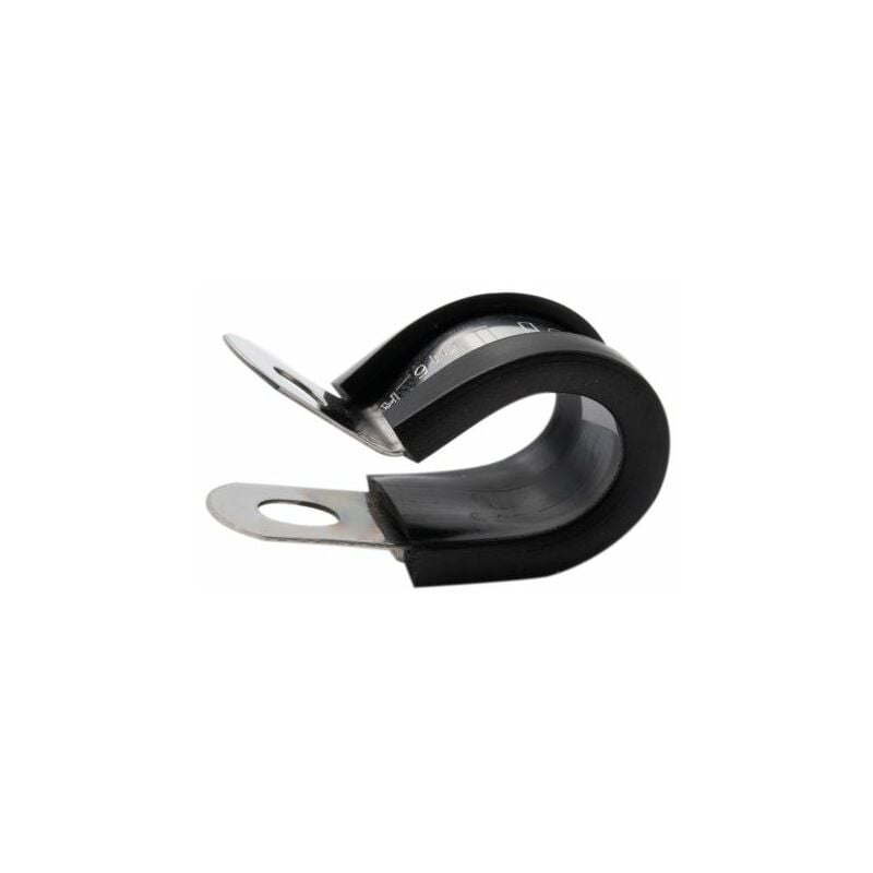Rs Pro - Clip en p, Acier inoxydable 304 A2 304, Revêtement en Caoutchouc Noir, Diamètre intérieur 22mm ( Prix pour Sachet de 20 )