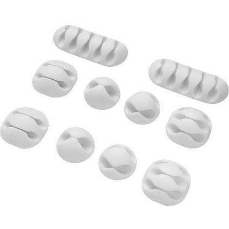 CLIP FERMACAVI ADESIVO 10PZ BIANCO MAURER - CF. BUSTA