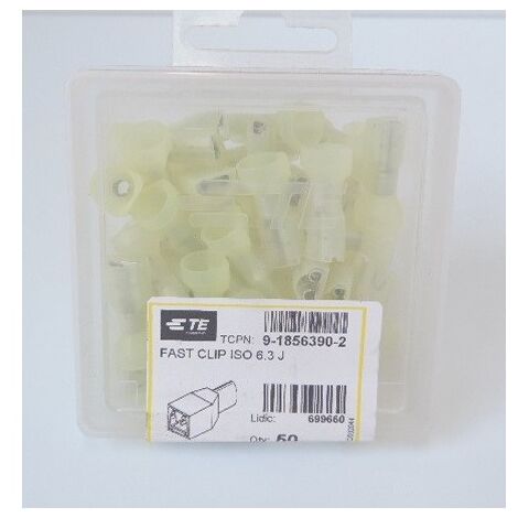 Clip jaune pour fil 4 à 6mm² isolé 6,3x0,8mm laiton étamé (boite de 50) FASTON (699660) TYCO ELECTRONICS 9-1856390-2