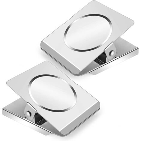 Clip magnetica extra large e resistente, magnete da 2,2 pollici (circa 5,5 cm), potente clip magnetica per lavagne bianche, frigoriferi e uso in ufficio. 2 pezzi (54 mm, argento, disponibili in magazz