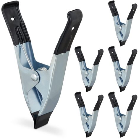 Clip metalliche, molle, set da 6, campata da 50 mm, quadri, piscina, barre da 145 mm nero