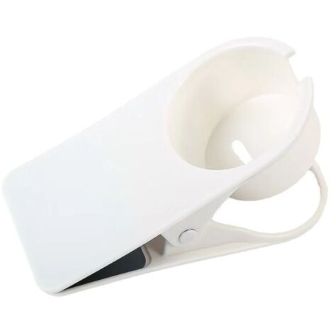 Clip-on Becherhalter, seitlicher Clip-on Flaschenhalter, Schreibtisch-Clip-Halter für Kaffeebecher, Wasser und Sprudelgetränke, Clip-on Untertassenhalter, Clip-Design fürs Büro (WEISS)
