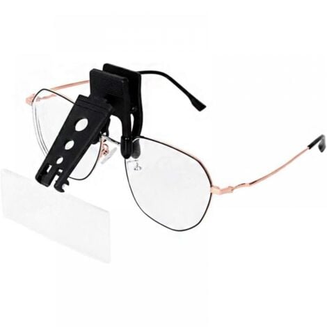 Clip-on Magnifying Glass for Eyeglasses with 3 Interchangeable Lenses, Clip-on and Flip-up Hands-Free 1.5x 2.5x 3.5x for Reading, Sewing, Hobbies, Map