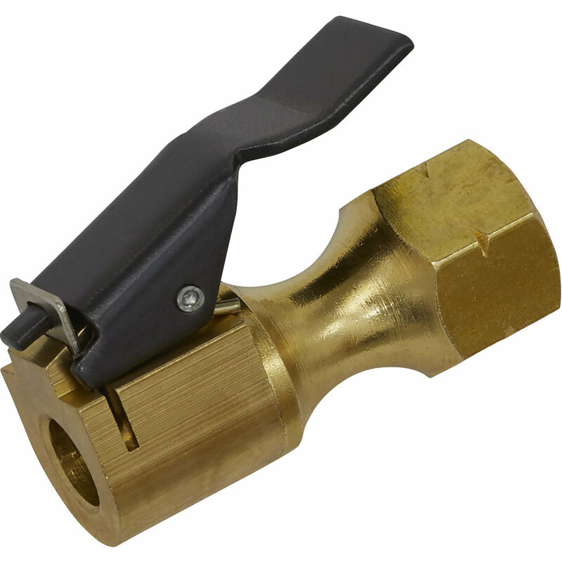 Clip-on Tyre Inflator Connector - 1/4' bsp Male - Trigger Air Valve - Brass